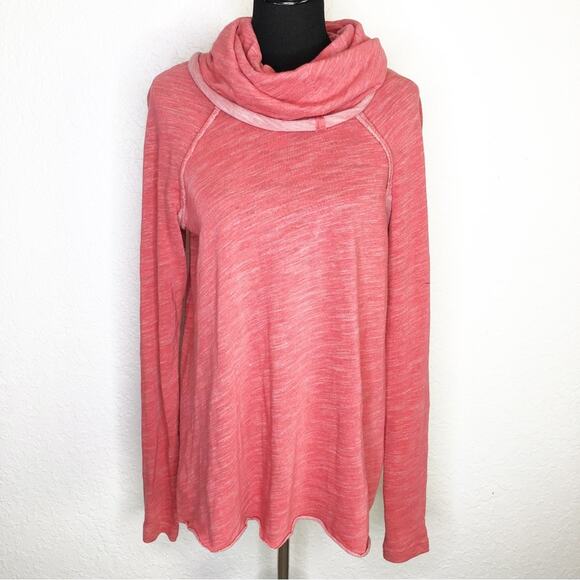 Free People Tops - Free People Beach red pink funnel neck raw seam hem tunic size One‎ Size